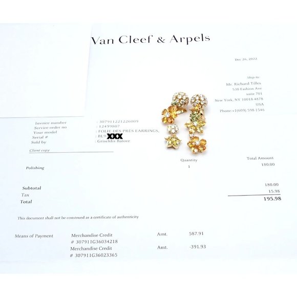 Authentic! Van Cleef & Arpels Folies des Pres 18k Gold Diamond Sapphire Earrings - Picture 4 of 12